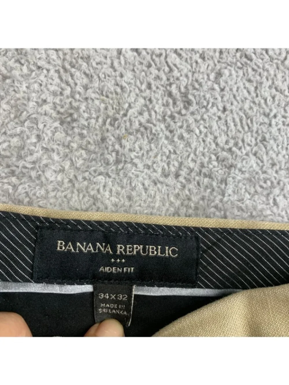 Banana Republic Men's 34x32 Khaki Aiden Fit Slim Pants Cotton Blend P0480
